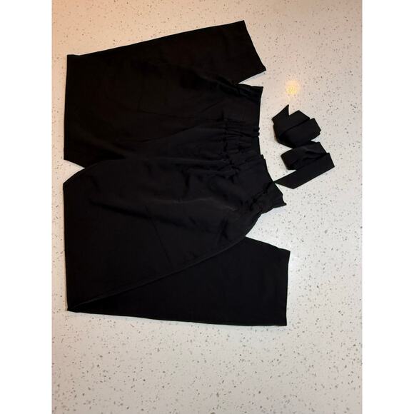 SIMPLEE ELASTIC WAIST WITH TIE BELT POCKETS BLACK COMFY FIT PANTS WOMENS XL - Picture 2 of 5